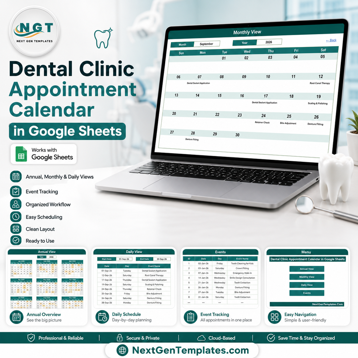 Dental Clinic Appointment Calendar in Google Sheets product cover