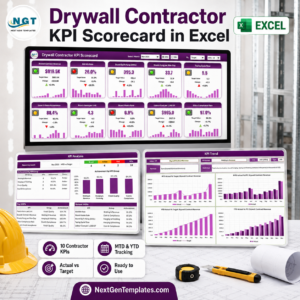 Drywall Contractor KPI Scorecard in Excel - product cover