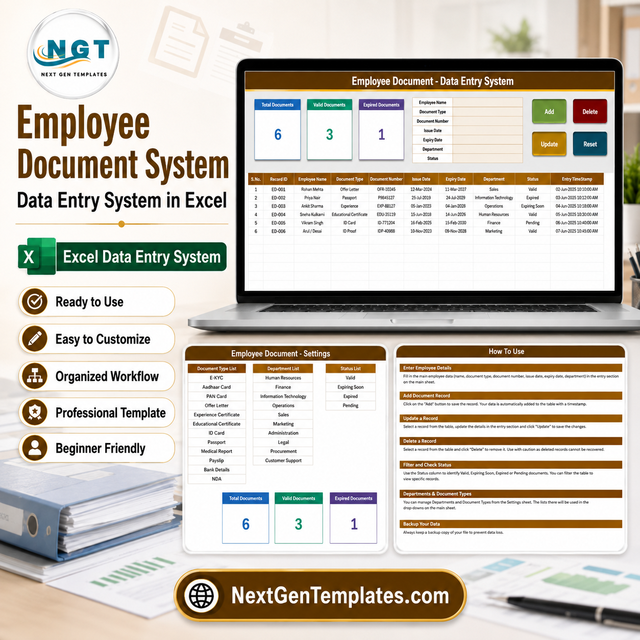 Employee Document Data Entry System in Excel product cover