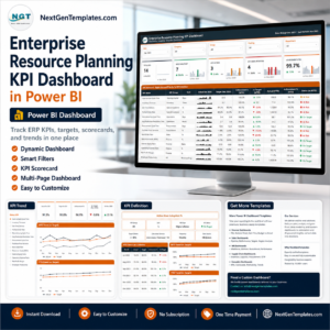 Enterprise Resource Planning KPI Dashboard in Power BI - product cover