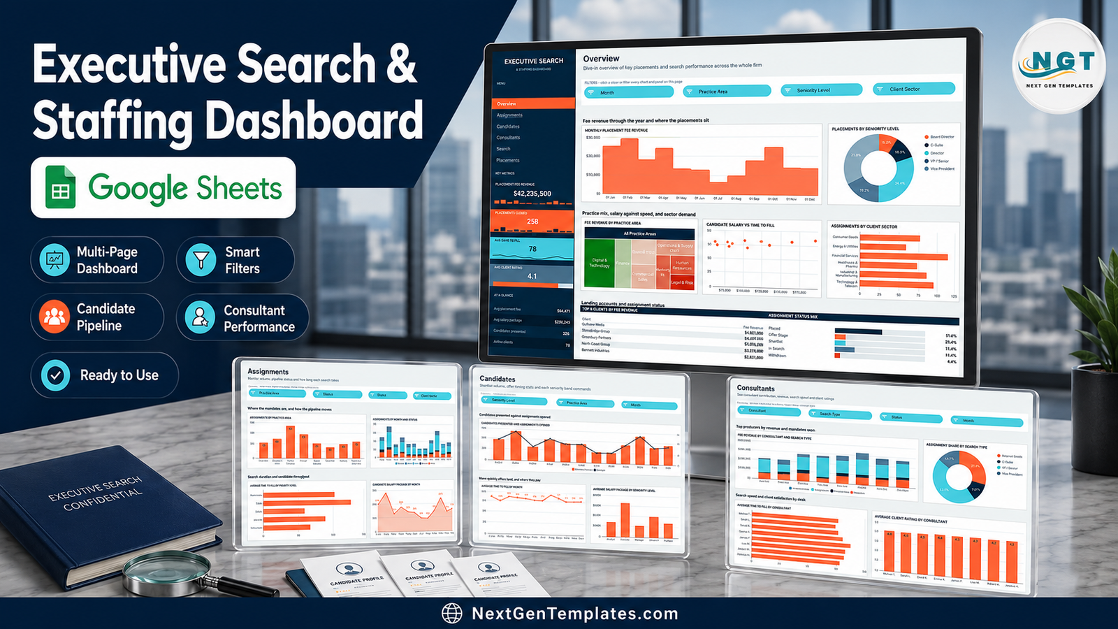 Executive Search & Staffing Dashboard in Google Sheets