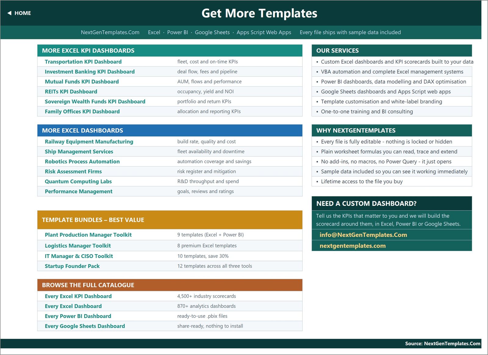 Get More Templates sheet linking to the NextGenTemplates catalogue