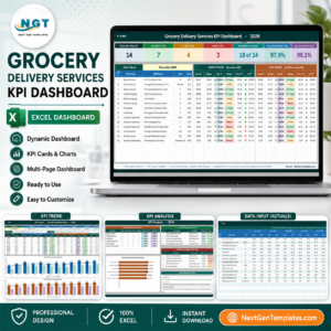Grocery Delivery Services KPI Dashboard in Excel product image