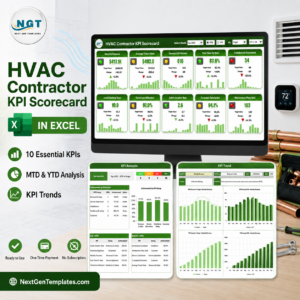 HVAC Contractor KPI Scorecard in Excel - product cover