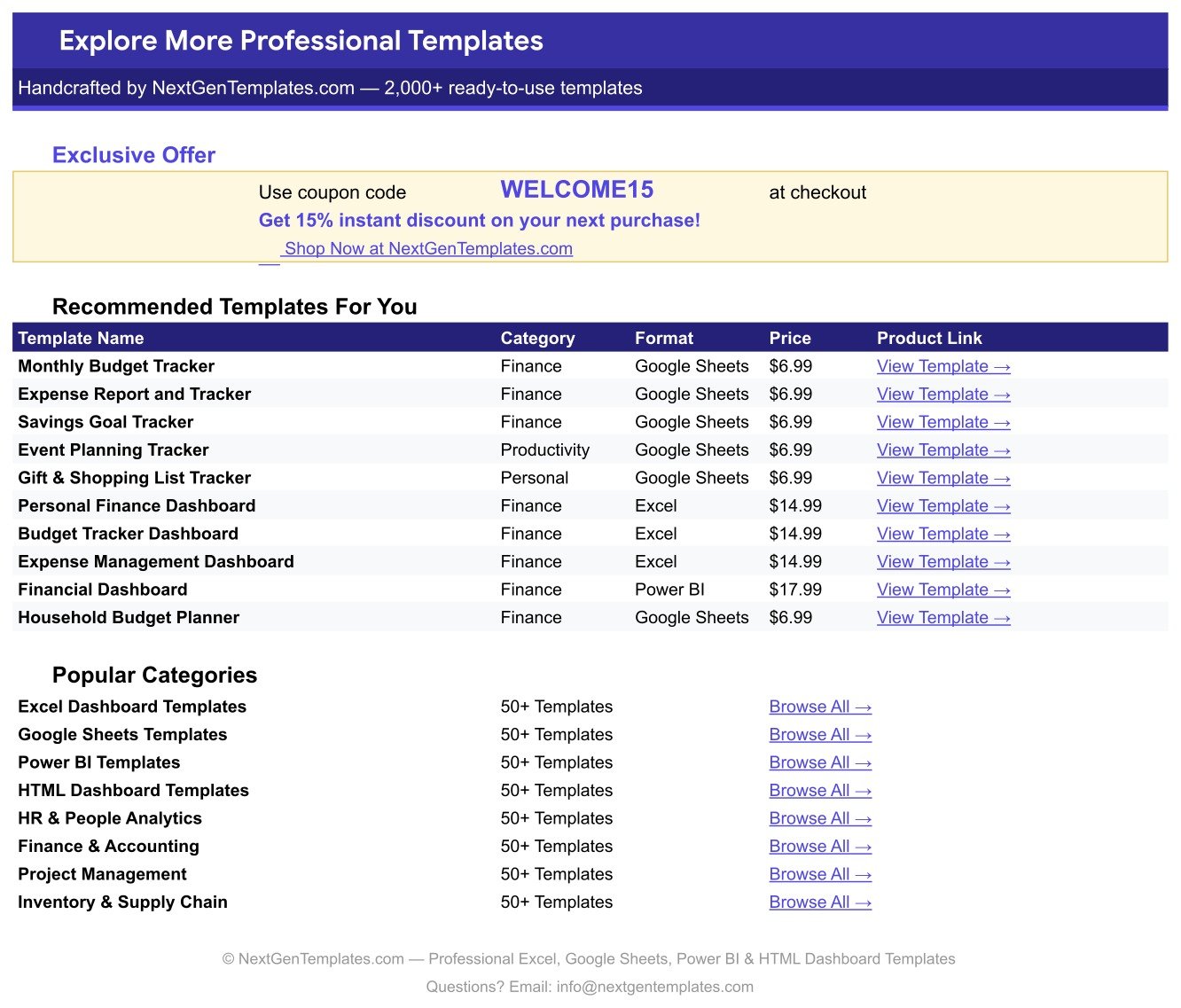 Holiday & Christmas Budget Tracker in Google Sheets Explore More Templates page