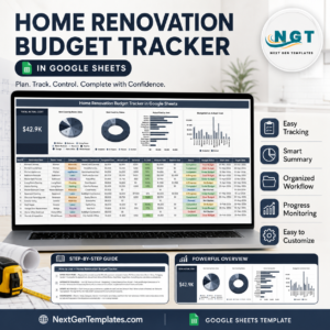 Home Renovation Budget Tracker in Google Sheets product cover