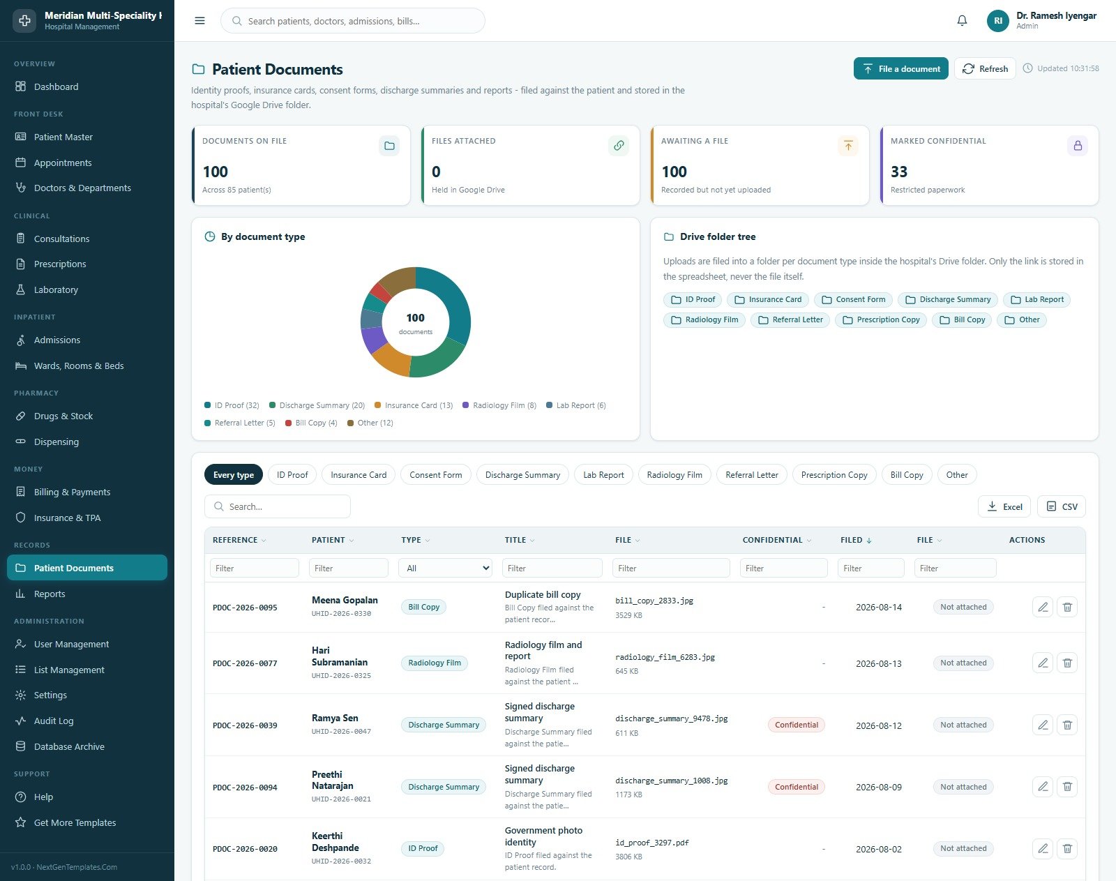 Hospital Management System Web App - Patient Documents