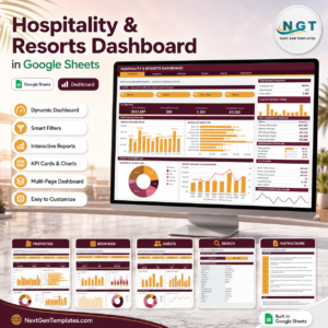 Hospitality and Resorts Dashboard in Google Sheets product cover