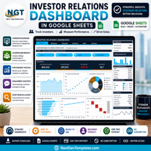 Investor Relations Dashboard in Google Sheets template cover