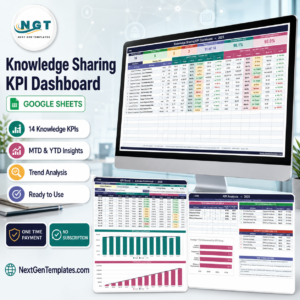 Knowledge Sharing KPI Dashboard in Google Sheets - 14 KPIs with MTD and YTD tracking