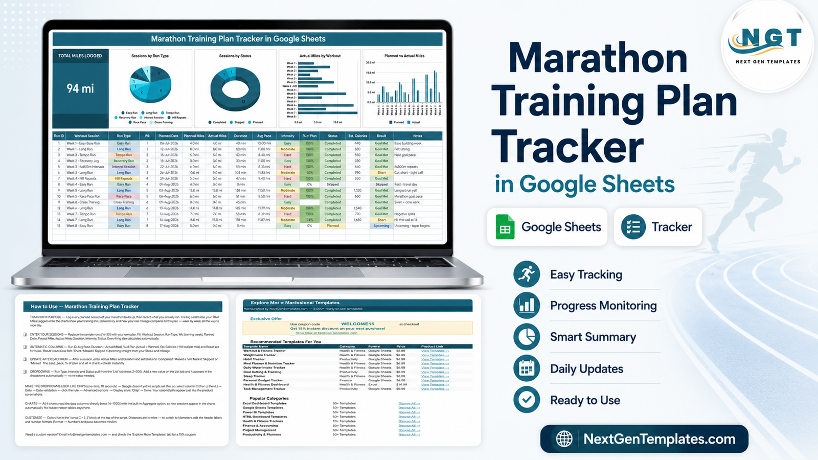 Marathon Training Plan Tracker in Google Sheets