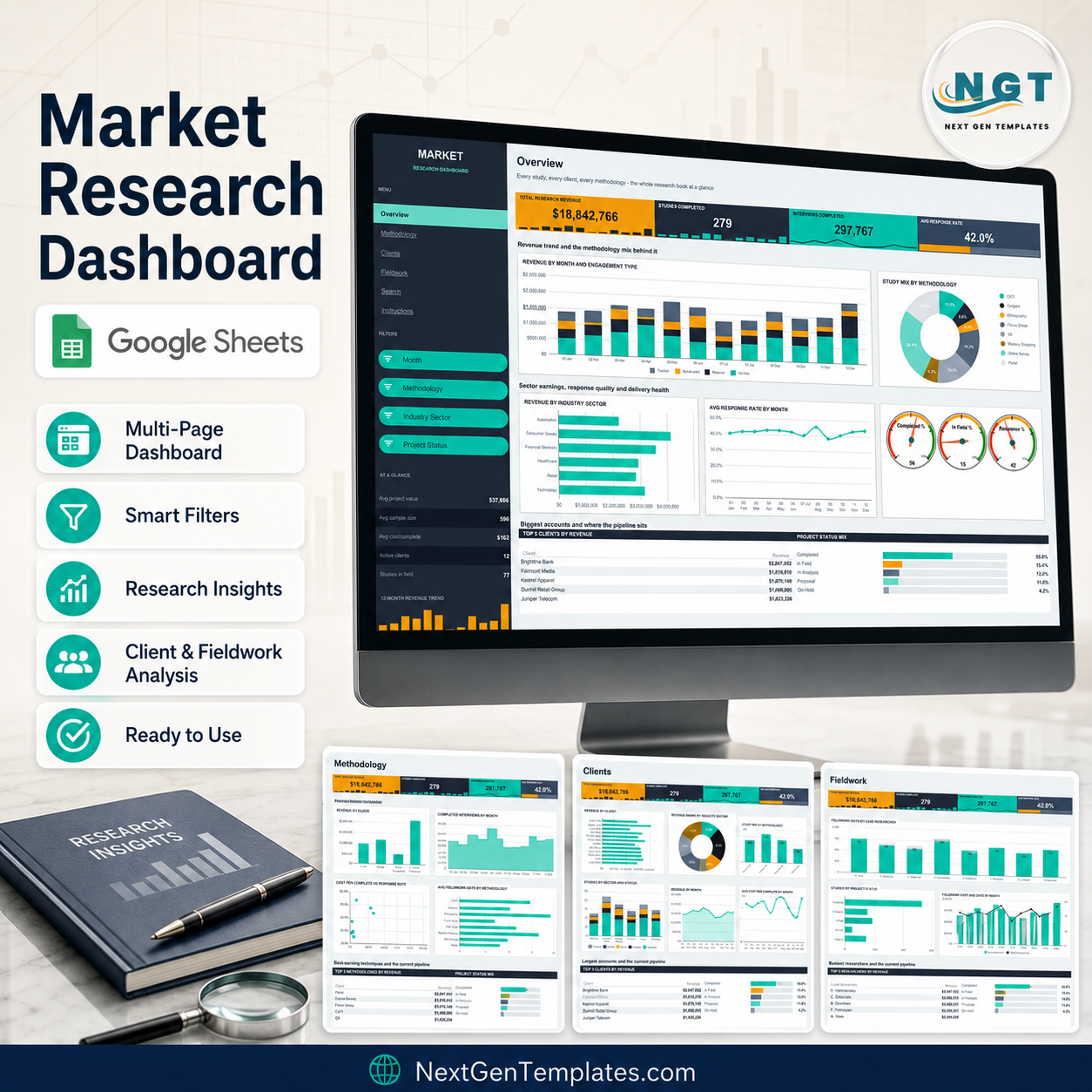 Market Research Dashboard in Google Sheets - product image