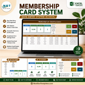 Membership Card Data Entry System in Excel product image