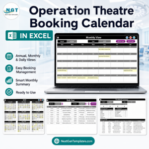 Operation Theatre Booking Calendar in Excel