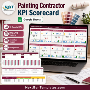 Painting Contractor KPI Scorecard in Google Sheets product cover