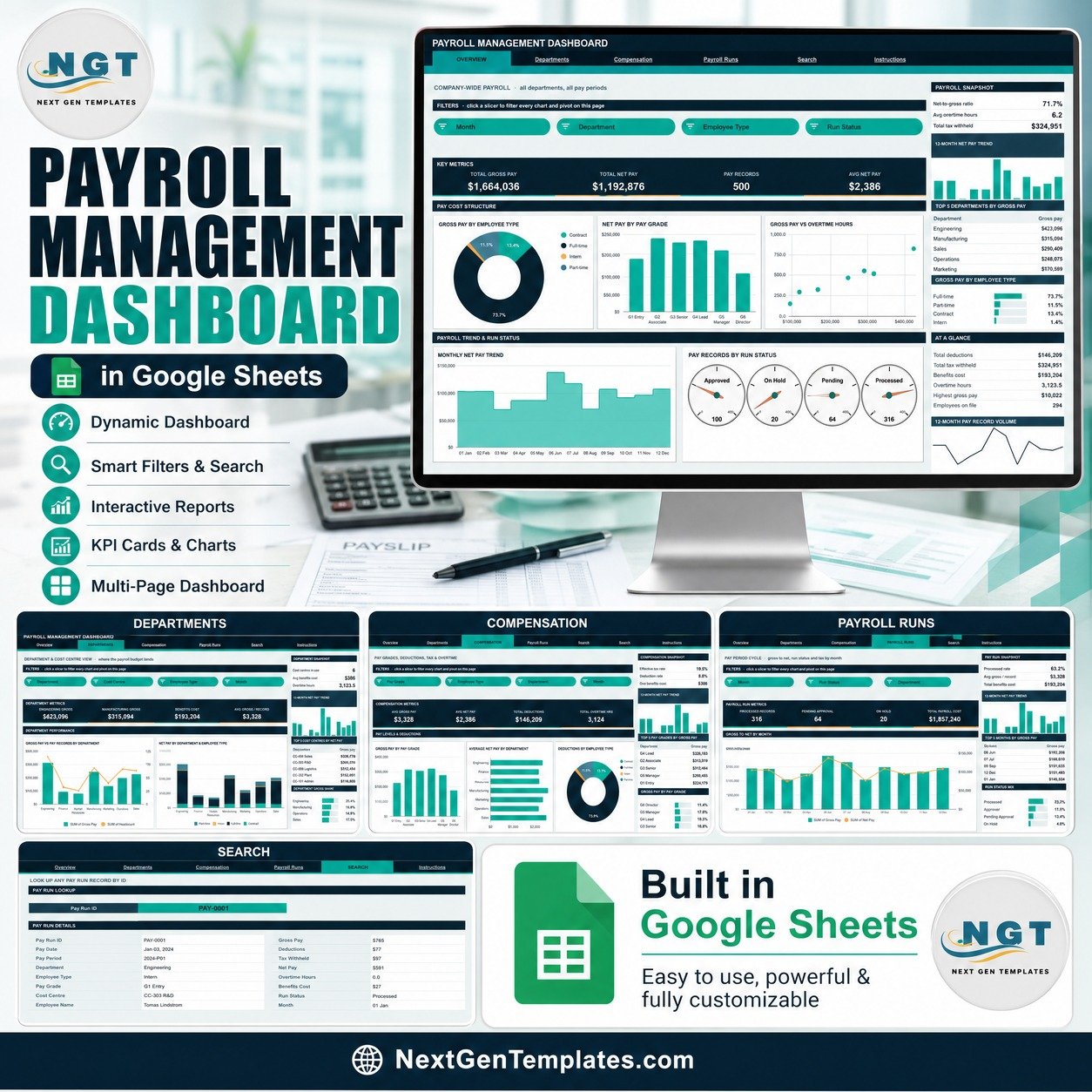 Payroll Management Dashboard in Google Sheets