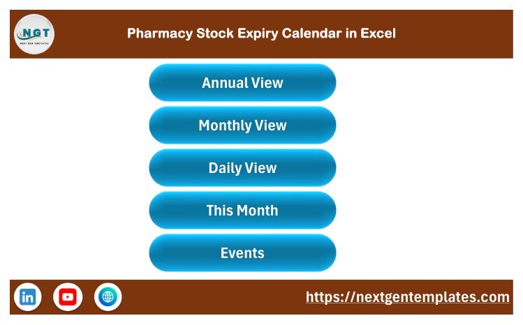 Pharmacy Stock Expiry Calendar in Excel – Home navigation page