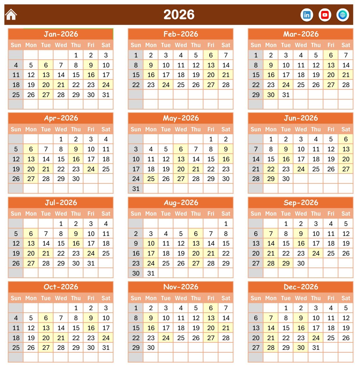 Pharmacy Stock Expiry Calendar in Excel – Annual View for 2026