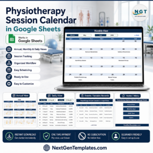 Physiotherapy Session Calendar in Google Sheets template preview