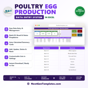 Poultry Egg Production Data Entry System in Excel