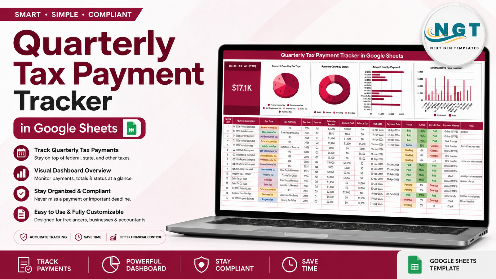 Quarterly Tax Payment Tracker in Google Sheets template cover