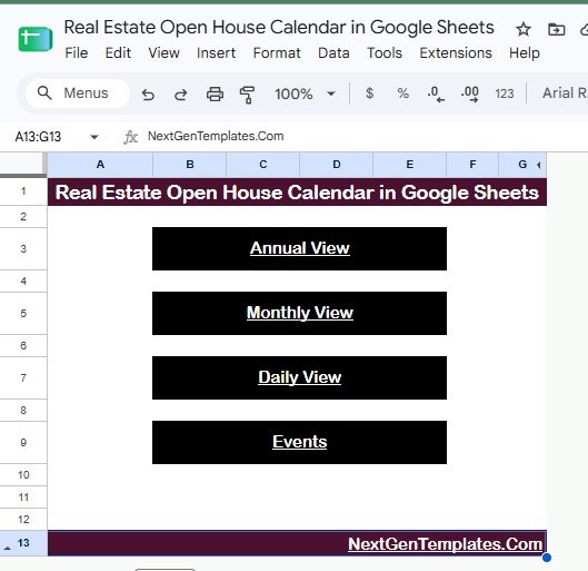 Real Estate Open House Calendar in Google Sheets