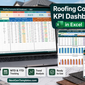 Roofing Contractor KPI Dashboard in Excel