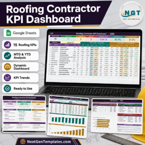 Roofing Contractor KPI Dashboard in Google Sheets product cover
