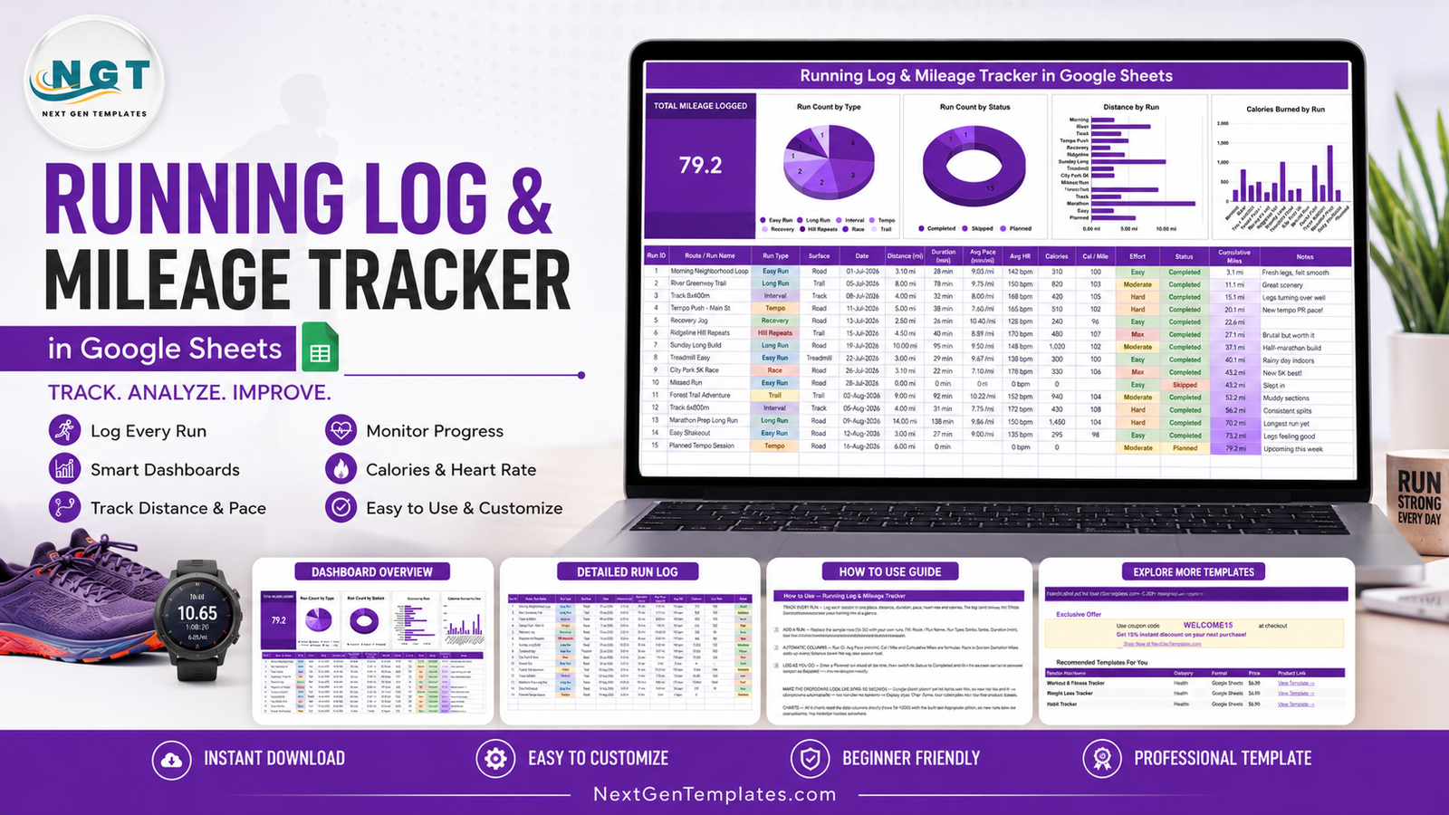 Running Log & Mileage Tracker in Google Sheets