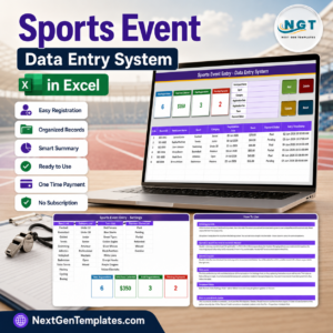 Sports Event Data Entry System in Excel