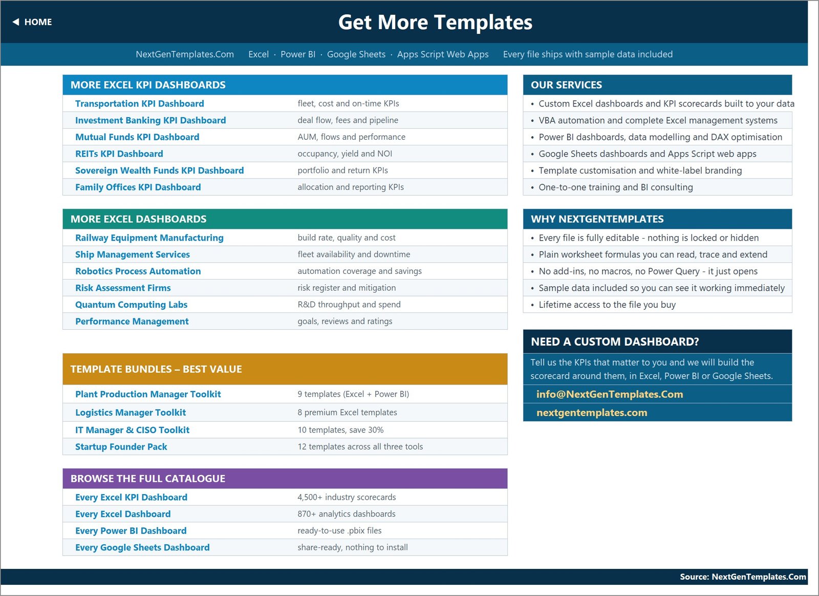 Get More Templates page linking to the wider NextGenTemplates catalogue