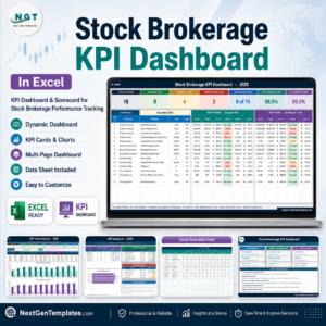 Stock Brokerage KPI Dashboard in Excel - product image