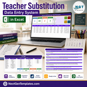 Teacher Substitution Data Entry System in Excel