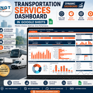 Transportation Services Dashboard in Google Sheets product cover
