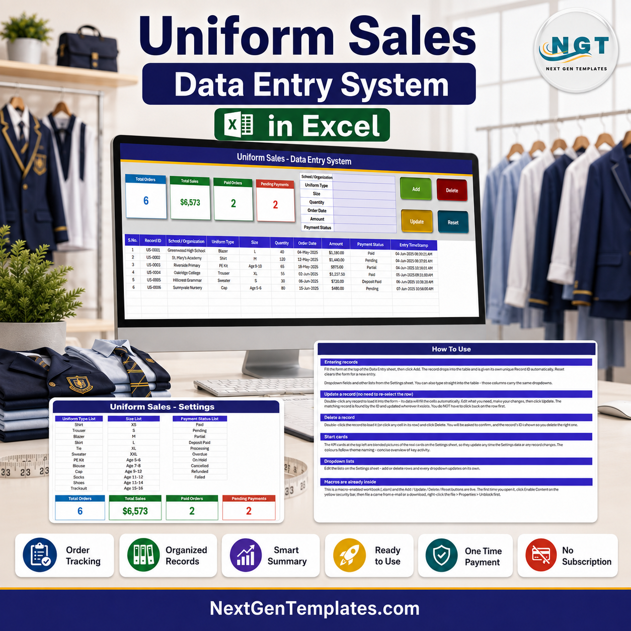Uniform Sales Data Entry System in Excel
