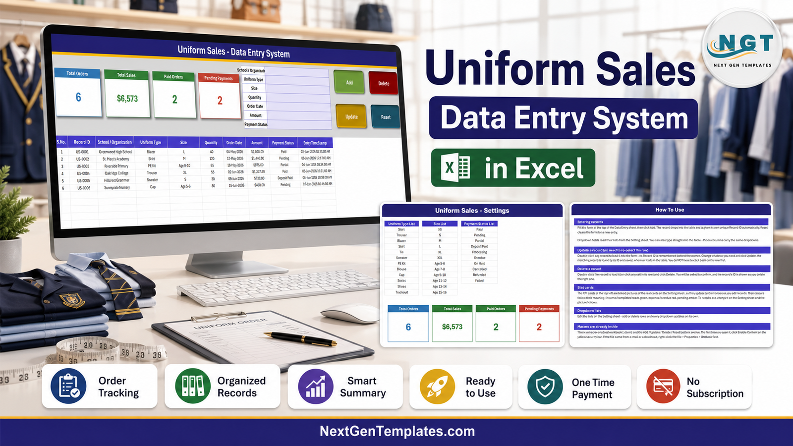 Uniform Sales Data Entry System in Excel