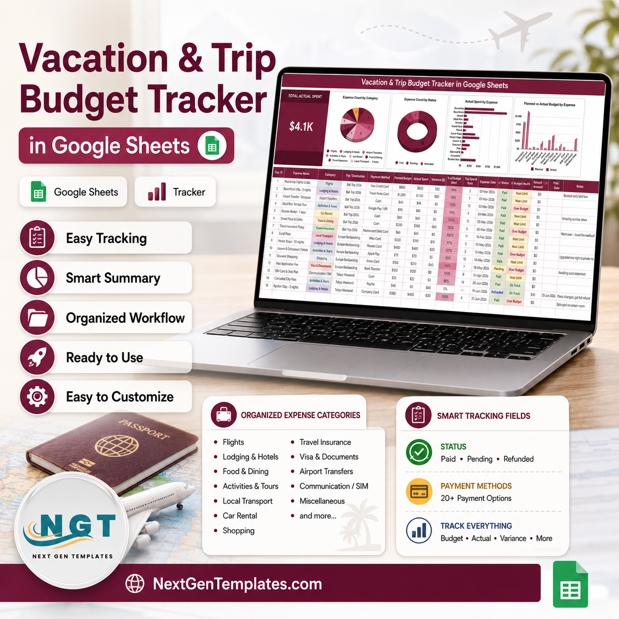 Vacation & Trip Budget Tracker in Google Sheets