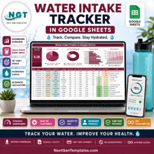 Water Intake Tracker in Google Sheets product cover