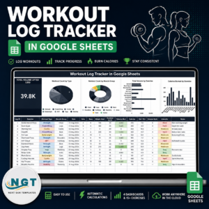 Workout Log Tracker in Google Sheets product cover