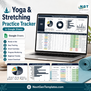 Yoga and Stretching Practice Tracker in Google Sheets product cover