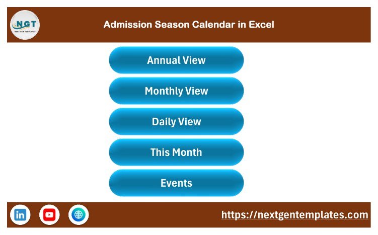 Home sheet navigation buttons in Admission Season Calendar in Excel