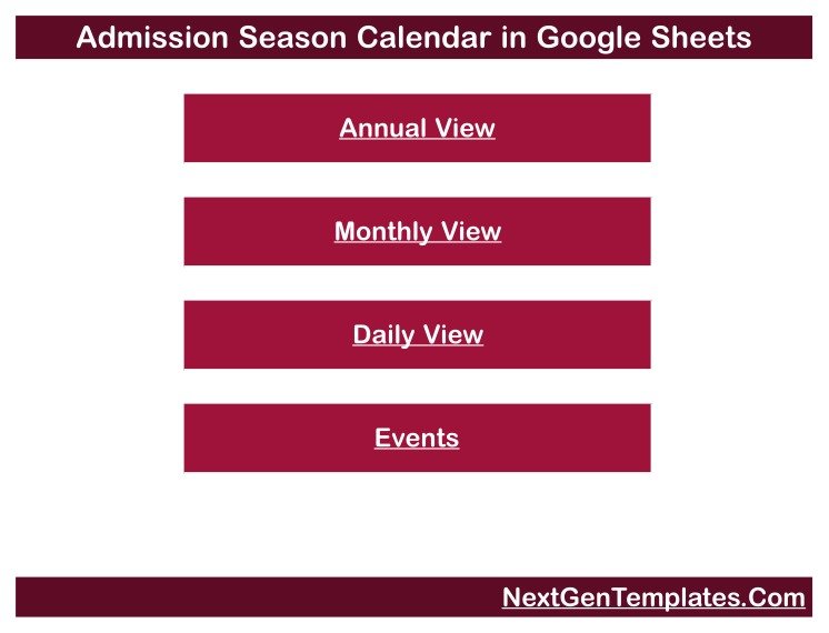 Admission Season Calendar - Home navigation page