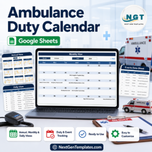 Ambulance Duty Calendar in Google Sheets - product cover