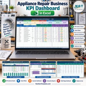 appliance repair business KPI dashboard in Excel - product feature image