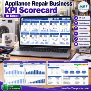 Appliance Repair Business KPI Scorecard in Excel product image