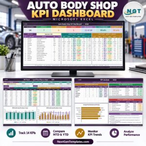 auto body shop kpi dashboard in excel