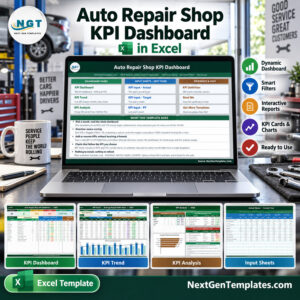 Auto Repair Shop KPI Dashboard in Excel