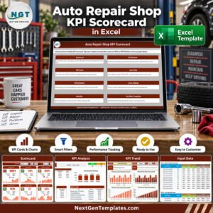 Auto Repair Shop KPI Scorecard in Excel product feature image