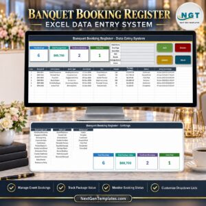 banquet booking register data entry system in excel