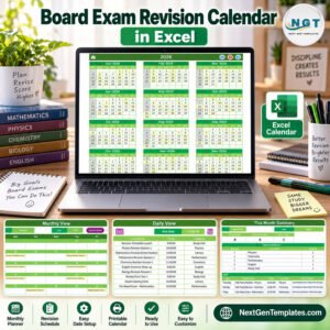 Board exam revision calendar in Excel